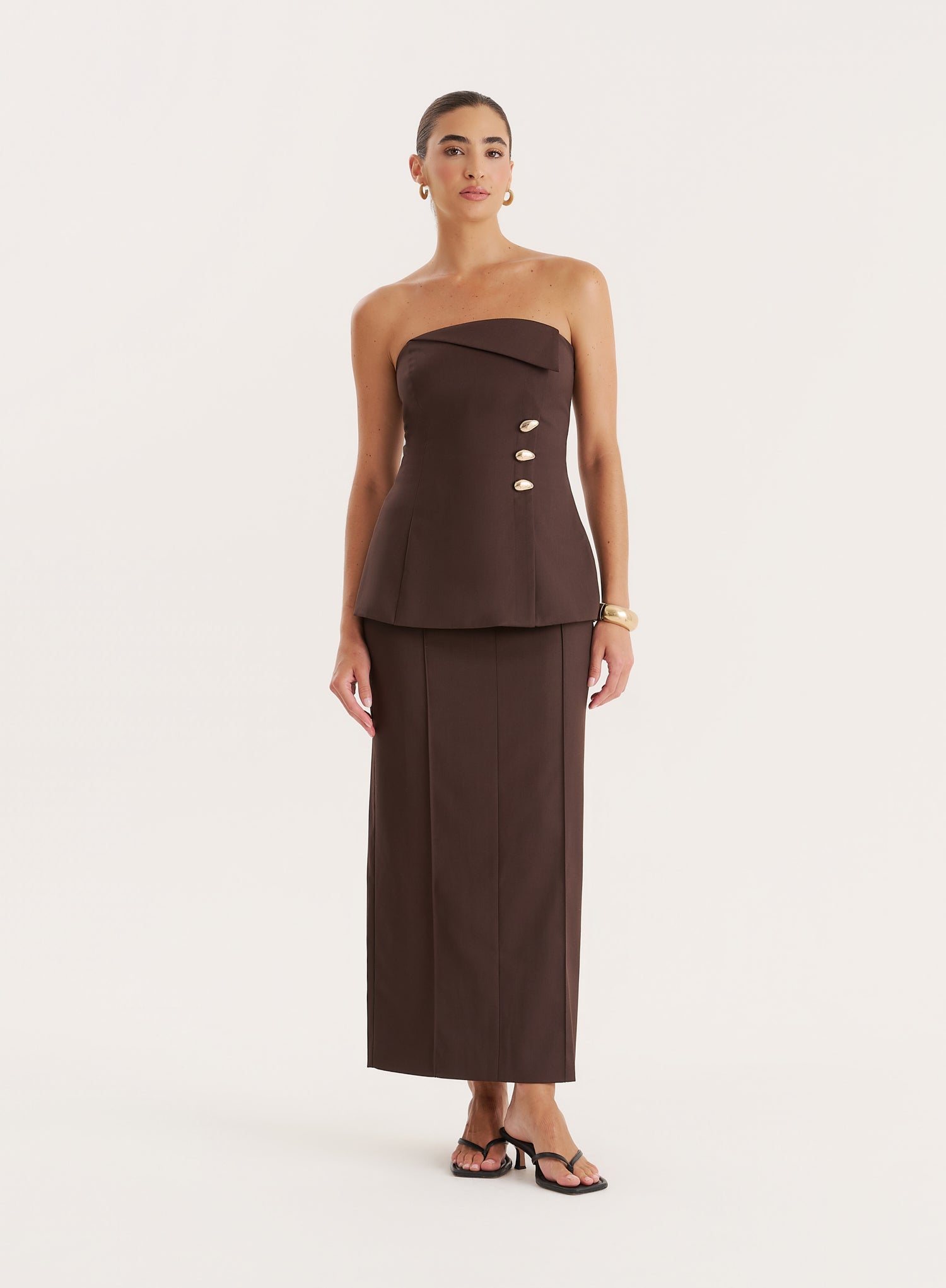 Chocolate Tailored Maxi Skirt